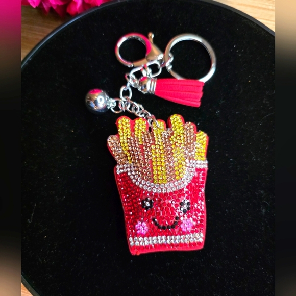 Bling French Fries Handbag Charm & Keychain Set - Picture 1 of 1